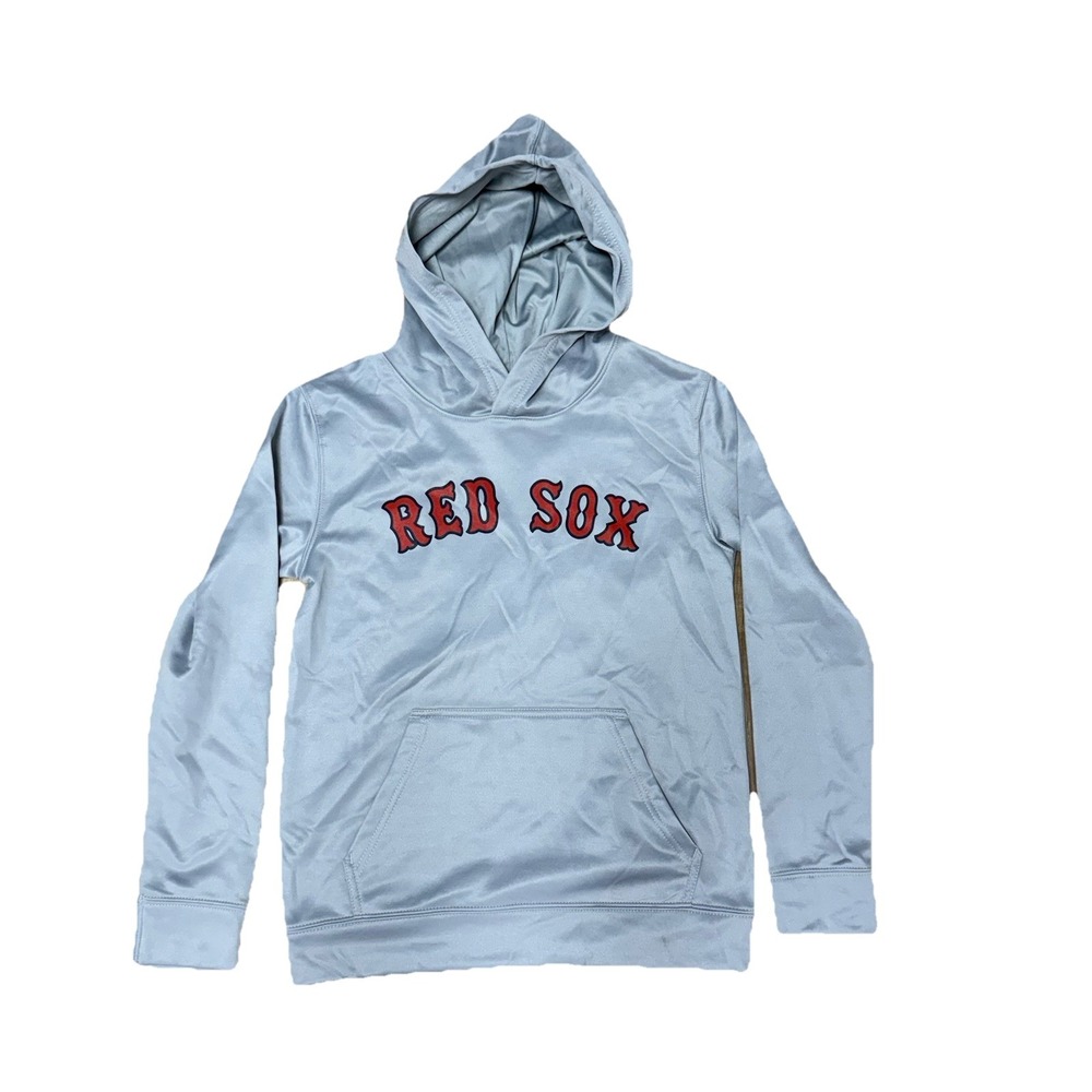 NWT Boston Red Sox Hoodie Performance Sweatshirt Youth Small Gray MLB Apparel